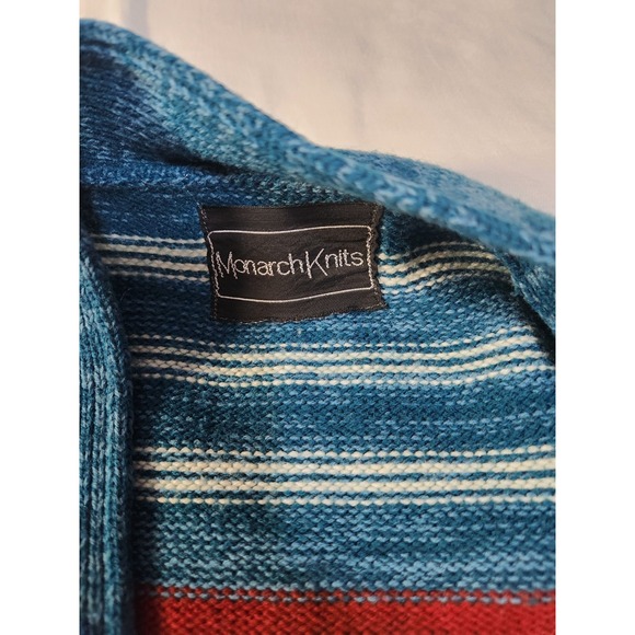 Monarch Knits Winter Cardigan Womens M Sweater Bell Sleeve Nordic VTG 80s - Picture 2 of 6